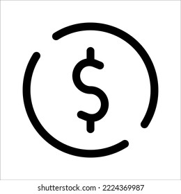 USD symbol circled by two arrows, Money flow, Exchange, Circulation, Vector illustration, on a white background.
