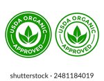 USDA organic approved vector logo template. This design use green leaf. Suitable for product label.