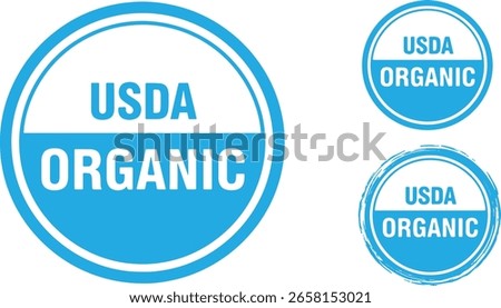 Usda organic certification seals stamp blue