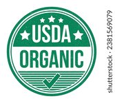 USDA Organic Certified Badge, Organic Food Badge, Packaging Design Elements, Rubber Stamp Vector Illustration With Grunge Texture