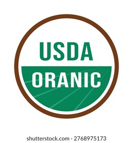 USDA Organic Certified Label Badge Green Seal Organic Food Certification Icon Vector Isolated on White Background