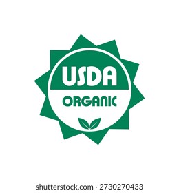 USDA organic certified stamp Icon isolated on white background