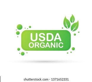 USDA organic emblems, badge, Sticker, logo, icon. Vector stock illustration.