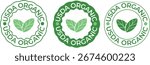 USDA Organic Green Round Label Collection with Leaf Icon for Natural Food Certification