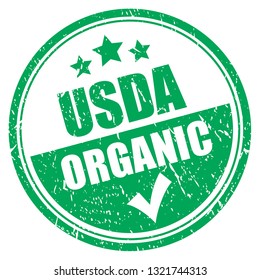 Usda organic grunge stamp on white background