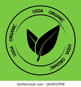 USDA Organic. Label For Organic, Ecological Product Or Food. Vector Icon For Product Without GMO.