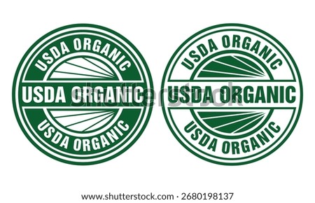 USDA organic shield sign vector template. National Organic Program USDA organic seal agricultural food products