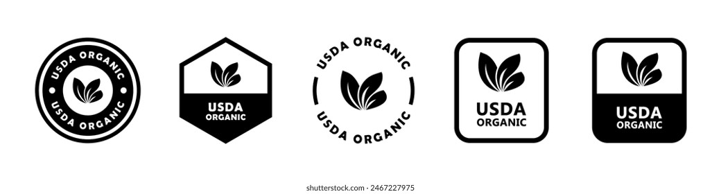 USDA orgánico - Vector de señales para etiquetas de embalaje de productos.