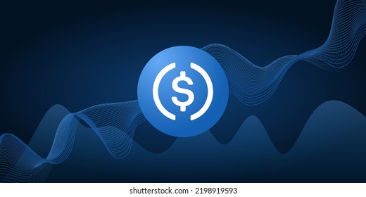 USDC Circle stablecoin blockchain abstract background digital cryptocurrency