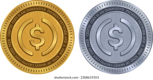 ilustraciones vectoriales de monedas usdc. 3.ª ilustración