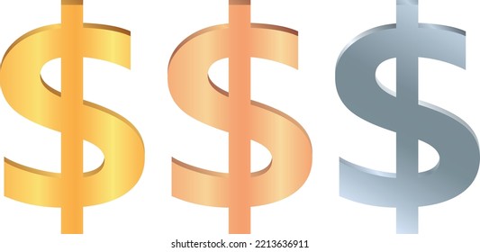 usd-dollar logo. vector illustrations. 3d illustrations.