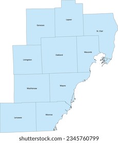 US-Detroit-Warren-Ann Arbor, MI Combined Statistical Area (CSA) with counties