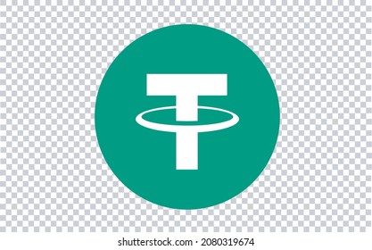 USDT Tether icon sign payment symbol. Cryptocurrency logo. Illustration isolated on transparent background