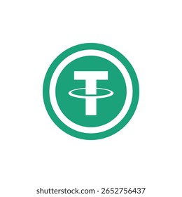 USDt, Tether token flat design icon logotipo