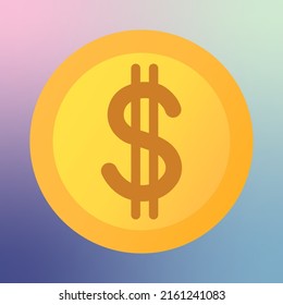 USDT token. Golden flat dollar with gradient. Icon dollar symbol money. Realistic 3D coin vector illustration. Currency exchange, business financial investment and stock market investment.