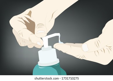Use alcohol hand gel to kill bacteria and virus on young hand