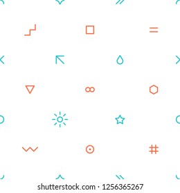 Use it in all your designs. Abstract seamless pattern with green and red colors simple shapes created in flat thin style. You can quickly and easily repaint this vector illustration