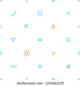 Use it in all your designs. Abstract seamless pattern with green, red, yellow and blue colors simple shapes created in flat thin style. You can quickly and easily repaint this vector illustration