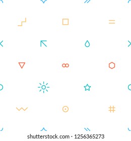 Use it in all your designs. Abstract seamless pattern with green, red, yellow and blue colors simple shapes created in flat thin style. You can quickly and easily repaint this vector illustration
