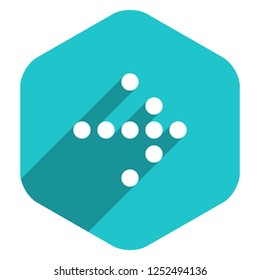 Use it in all your designs. Arrow sign dotted icon LED digital display hexagon icon. Web internet button in flat long shadow style. Quick recolorable vector illustration a graphic element for design.
