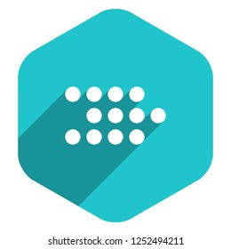 Use it in all your designs. Arrow sign dotted icon LED digital display hexagon icon. Web internet button in flat long shadow style. Quick recolorable vector illustration a graphic element for design.