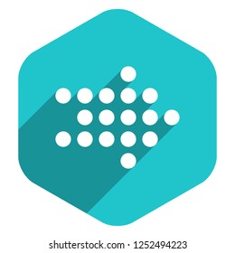 Use it in all your designs. Arrow sign dotted icon LED digital display hexagon icon. Web internet button in flat long shadow style. Quick recolorable vector illustration a graphic element for design.