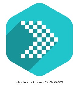Use it in all your designs. Arrow sign navigation icon LED digital display in hexagon web internet button in flat long shadow style. Quick recolorable vector illustration a graphic element for design