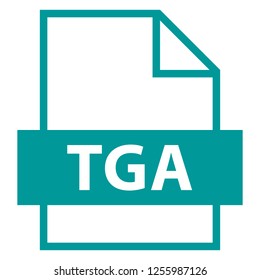 Use it in all your designs. Filename extension icon TGA in flat style. Quick and easy recolorable shape. Vector illustration a graphic element.