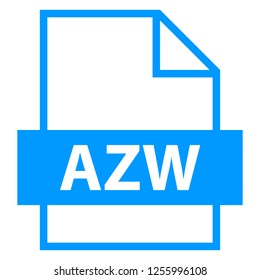 Use it in all your designs. Filename extension icon AZW in flat style. Quick and easy recolorable shape. Vector illustration a graphic element.