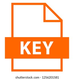 Use it in all your designs. Filename extension icon KEY format file in flat style. Quick and easy recolorable shape. Vector illustration a graphic element.