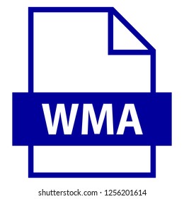 Use it in all your designs. Filename extension icon WMA in flat style. Quick and easy recolorable shape. Vector illustration a graphic element.