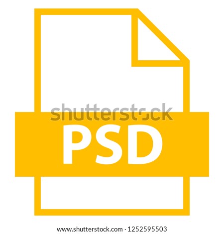 Use it in all your designs. Filename extension icon PSD PhotoShop Document in flat style. Quick and easy recolorable shape. Vector illustration a graphic element.