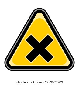 Use it in all your designs. Quick and easy recolorable vector illustration. Yellow and black triangular sticker with mark irritant sign. Triangle hazard, warning, danger symbol