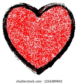 Use it in all your designs. Red heart sign with black contour and texture created in handmade watercolor technique. Quick and easy recolorable graphic element in technique vector illustration