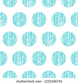 Use it in all your designs. Seamless pattern with color polka dots. Circle shape with old painted texture. Retro vintage wallpaper. Vector illustration a graphic element.