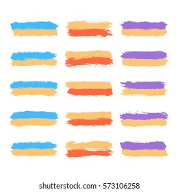 Use it in all your designs. Set of fifteen brushstrokes colored paint created in sketch drawing handmade technique. Quick and easy recolorable vector illustration graphic element