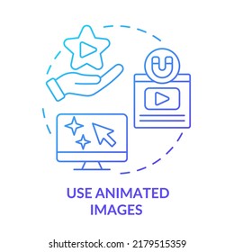 Use animated images blue gradient concept icon. High qulity moving pictures. Advanced SEO technique abstract idea thin line illustration. Isolated outline drawing. Myriad Pro-Bold font used