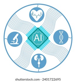 The use of artificial intelligence in the field of medicine for early diagnosis of diseases, flat vector illustration