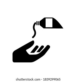 Usar Icono Negro De Crema De Barrera,Ilustración De Vectores, Aislado En Etiqueta De Fondo Blanco. EPS10