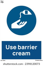 Use barrier cream signs symbols standard iso 7010