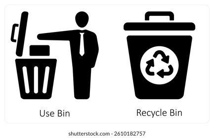 Use Bin and Recycle Bin icon concept