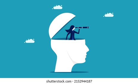 Use binoculars to see your business vision. The brain sees a business opportunity
