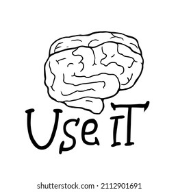 Usar la ilustración del vector cerebral en fondo blanco