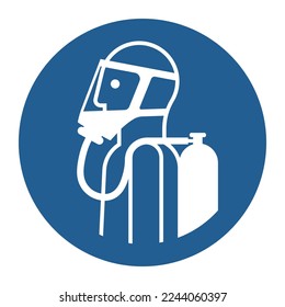 use breathing equipment (SCBA). Mandatory sign.