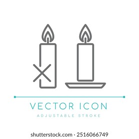 Use Candleholder vector line icon ensures candle safety and care with clear visual guidance, ideal for candle enthusiasts and safety protocols.