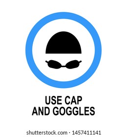 Use Cap and Goggles Icon - Warning Sign or Attention Symbol - Vector.