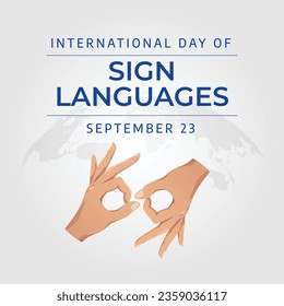 For use in celebrations of the International Day of Sign Languages, use this vector graphic. Flyer design, flat illustration, and flat design.