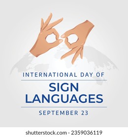 For use in celebrations of the International Day of Sign Languages, use this vector graphic. Flyer design, flat illustration, and flat design.