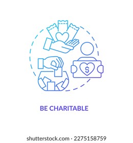 Use charitable involvement blue gradient concept icon. Finding potential customers for business abstract idea thin line illustration. Isolated outline drawing. Myriad Pro-Bold font used