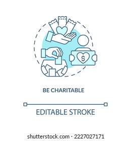 Use charitable involvement turquoise concept icon. Finding more customers tip abstract idea thin line illustration. Isolated outline drawing. Editable stroke. Arial, Myriad Pro-Bold fonts used